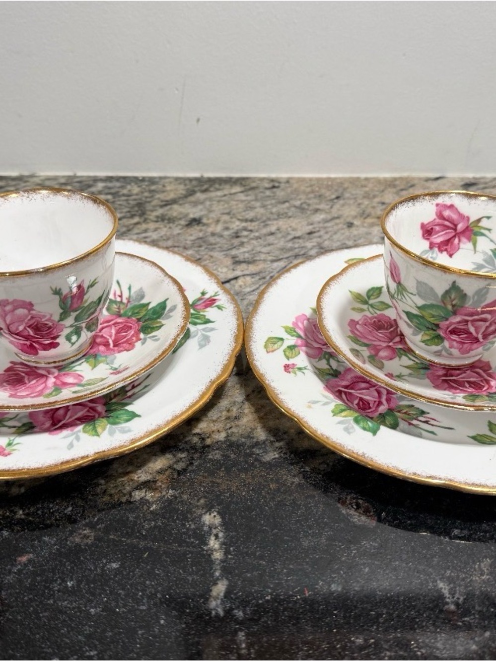vintage Royal Staffordshire Berkeley Rose pattern tea cups and saucers Set Of 2